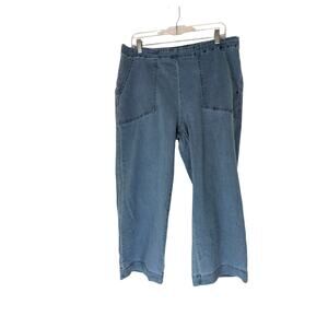 Nic + Zoe Jeans Light Wash Pull‎ On Stretch Crop Wide Leg Casual Denim Size 14W
